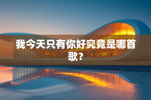 我今天只有你好究竟是哪首歌？