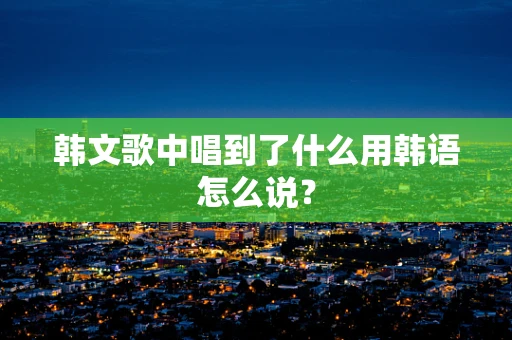 韩文歌中唱到了什么用韩语怎么说？