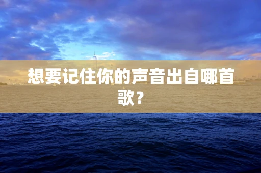 想要记住你的声音出自哪首歌？